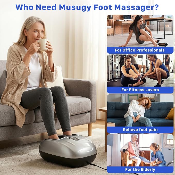 Foot Massager with Heat and Compression 2026 Upgraded Shiatsu Style | Comfortable Combination of Heat, Kneading, Vibration & Compression,for Plantar Fasciitis & Neuropathy