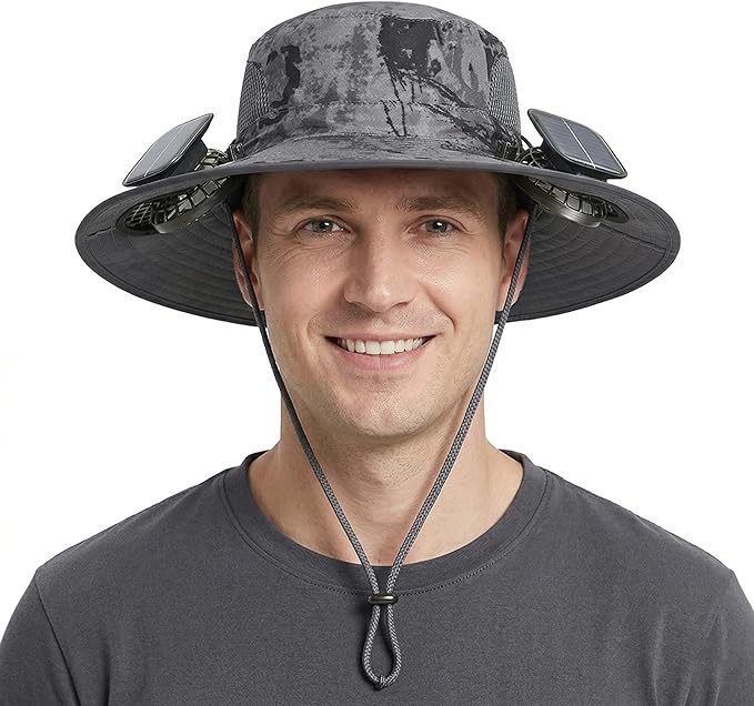 Hat with Fans Solar Power for 2026 Soccer Events, Solar Powered Fan Hat, Outdoor Cooling Sun Hat Men Women