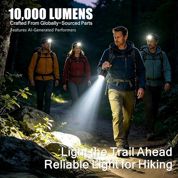 Rechargeable Tactical Flashlight 10,000 High Lumens with USB Output | 70W XHP360 LED Super Bright Zoomable Flashlight, 1,968FT Long Range, IP67 Waterproof for Emergency, Outdoor Camping & Hunting