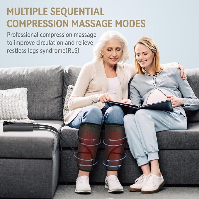 FIT KING Air Compression Leg Massager with Heat - Great Gift for Wife Mom Dad