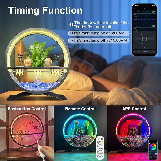 Led Decorations Atmosphere Lights Gifts for Mom Women Girls Kids RGB Color Changing Smart Led Table Ambient Plant Growth Lights APP USB Remote Control for Home Office Decor(Plant Not Included)