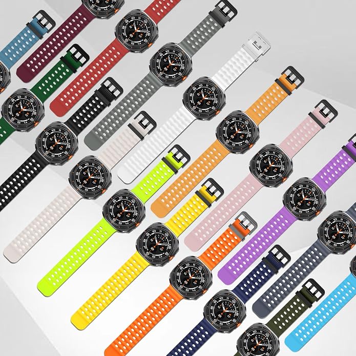 Sport Silicone Bands Compatible for Samsung Galaxy Watch Ultra 47mm (2025/2024), Breathable Wristband Waterproof Replacement Soft Silicone Strap for Men Women