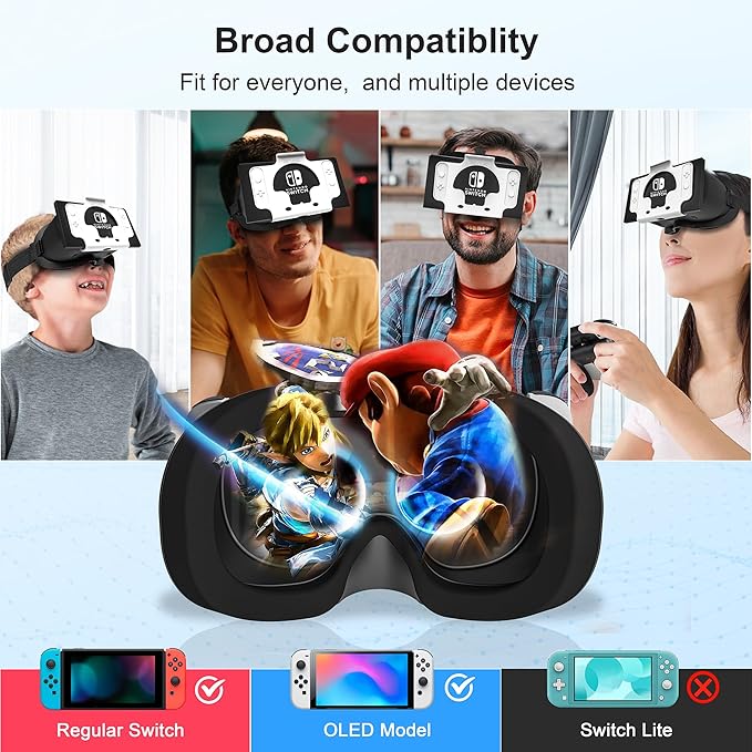 DEVASO Upgraded VR Headset for Nintendo Switch, Switch OLED Model, Virtual Reality Glasses with Adjustable HD Lenses and Comfortable Head Strap, Labo VR Kit 3D Goggles Accessory