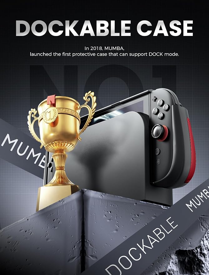 Mumba Dockable for Nintendo Switch 2 Case with Flip Stand, [Titan] Ergonomic Switch 2 Grip Protective Cover Holds 5 Game Cards & 2 TF Cards TPU Accessories and Quick-Release Joy-Con Design (Ruddy)