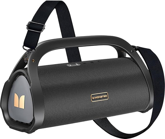 Monster Adventurer Max Portable Bluetooth Speaker, 100W Stereo Loud Sound, IPX7 Waterproof Wireless Speaker with Double Subwoofer Rich Bass, 24H Playtime for Outdoor, Beach, Gold