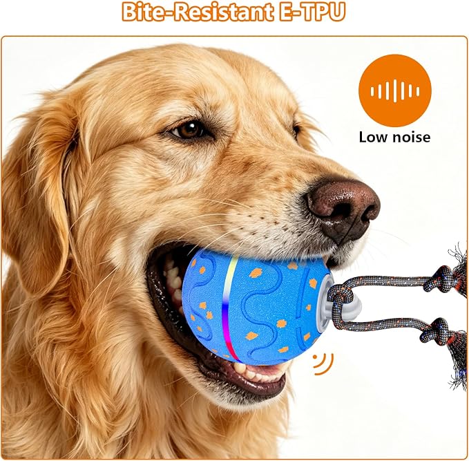 Smart Interactive Dog Ball – Automatic Moving, Bouncing & Rotating Toy for Medium/Large Dogs, E‑TPU Rolling Ball with Normal & Crazy Modes, Bird Sounds, Washable Cover, Type‑C Charging