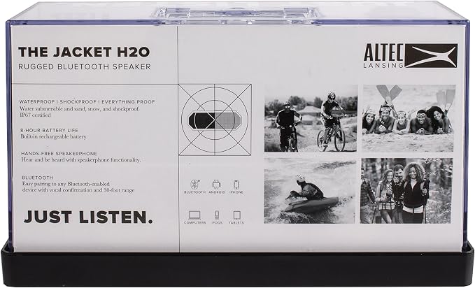 Altec Lansing LifeJacket - Waterproof Bluetooth Speaker, Wireless & Portable Speaker for Travel & Outdoor Use, 30 Hour Playtime & 50 Foot Range, Black