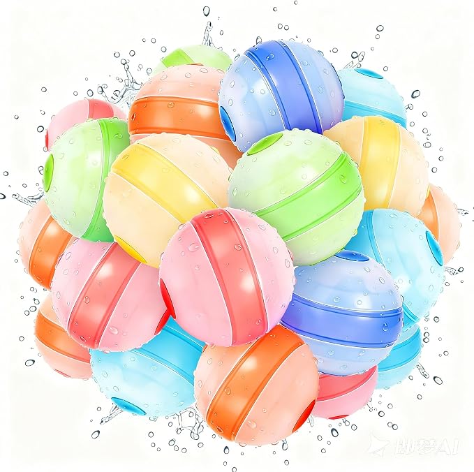 Reusable Water Balloons – 18 Pack Self-sealing Refillable Water Balloon Quick Fill, No Magnets Self-filling Water Balls, Eco-Friendly Outdoor Summer Pool Toys for Backyard Beach Splash Wars
