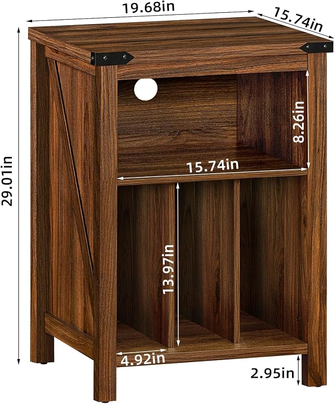Joaxswe Record Player Stand with Vinyl Record Storage,Rustic Brown Record Player Table Holds up to 160 Albums,Large Wood Turntable Stand Cabinet Dispaly Shelf for Living Room,Bedroom,Office