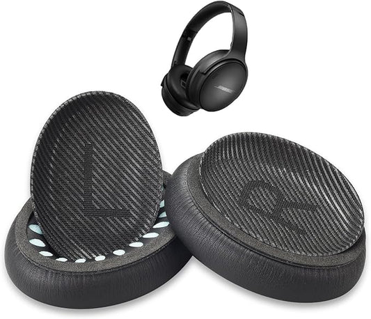 QC35 Ear Pads QC45 Cushions,Replacement Ear Pads Upgraded Ear Cushions for Bose QuietComfort QC QC45 QC35 QC25 QC15 QC2 Headphones,Thicker,No Wrinkles on Sides (Black)