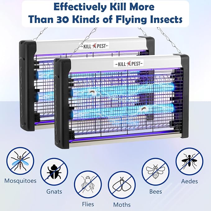 Qualirey Electric Bug Zapper Summer Indoor Electric Bug Zapper 6w Purple UV Light, 2 LED Bulbs Enhanced Dual-Band Attraction & Energy Saving, Fruit Flies Mosquito Insect Killer for Outdoor(4 Pcs)