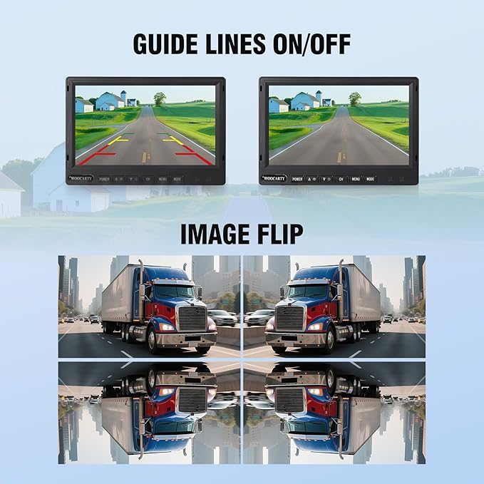 7-inch AHD1080P Wired RV Backup Camera System, IP69k Waterproof IR Night Vision Reversing Camera, Vibration-Proof 20G for Trailer/Tractors/Truck/Excavator/Skid Steer/Heavy Equipment, WY7