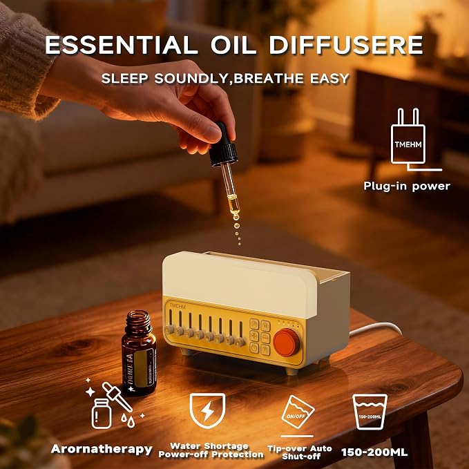 TMEHM 4-in-1 Sleep Sound Machine with White Noise & Aroma Diffuser | Bluetooth Speaker, Night Light & 8 Nature Sounds with Timer for Baby, Kids and Adults