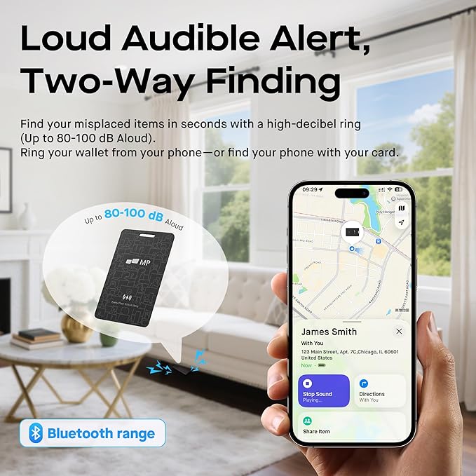 2026 Mobile Pixels Wallet Tracker Card, Works with (iOS and Android), Ultra Slim Rechargeable Bluetooth Tracker, Tracker Key Finder, Portable Item Locator for Wallet, Bags, Luggage (2- Pack)