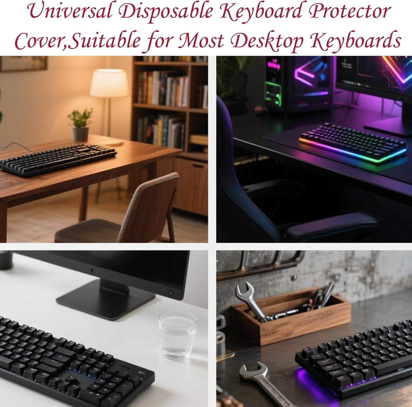 50Pcs Keyboard Cover - Disposable Keyboard Protector for Desktop Dustproof Waterproof for Office Schools Supplies