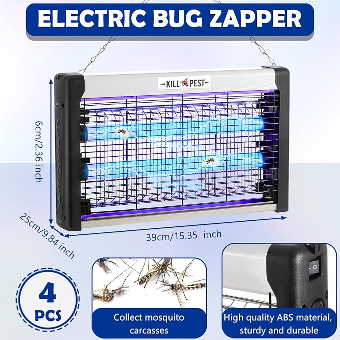Qualirey Electric Bug Zapper Summer Indoor Electric Bug Zapper 6w Purple UV Light, 2 LED Bulbs Enhanced Dual-Band Attraction & Energy Saving, Fruit Flies Mosquito Insect Killer for Outdoor(4 Pcs)
