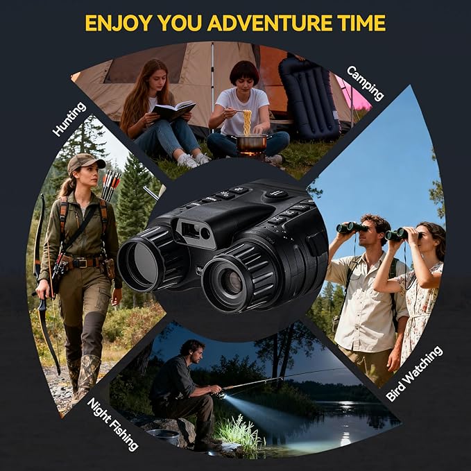 Night Vision Goggles with AI Smart Rangefinder,4K Video Full Dark HD Night Vision Binoculars for Hunting, 8X Digital Zoom with 32GB SD Card,USB-C Rechargeable