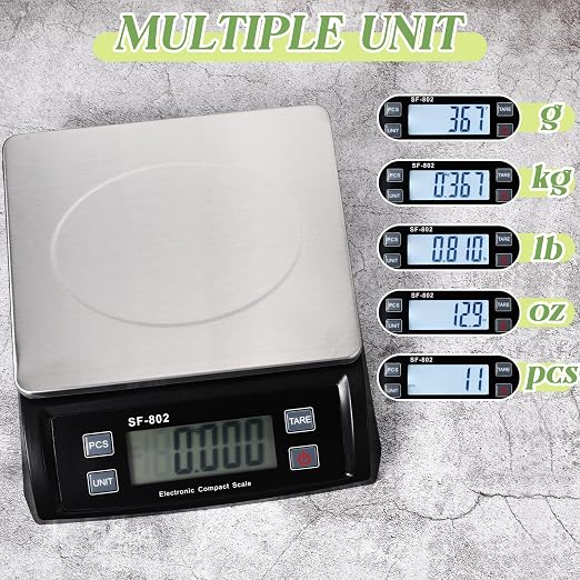 Copkim Large Digital Kitchen Scale 66LB 30kg Commercial Food Scale Stainless Bread Scale with LCD Display Commercial Weighing Devices for Baking Cooking(Black)