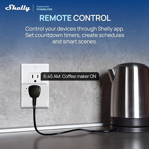 Shelly Smart Plug UL, WiFi, Bluetooth, Zigbee, Matter Outlet with Power Metering, Works with HomeKit, Google Home, Alexa, Home Assistant, Smart Socket, Easy Setup, Remote Control, Plug US Gen4 White