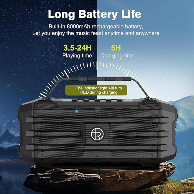 TOMPROAD Bluetooth Speaker 120W Peak 80W Portable Wireless Hi-Fi Loud Outdoor IPX6 Waterproof Big Party Speakers with Deep Bass, TWS Pairing, DSP Sound Boombox for Home Camping Beach