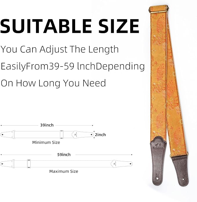 Guitar Strap, embroidery Jacquard Adjustable Guitar Straps for Acoustic/Bass/Electric Guitar, Includes Guitar Pick, Strap Button and Strap Lock, Constellation Gift (Leo)