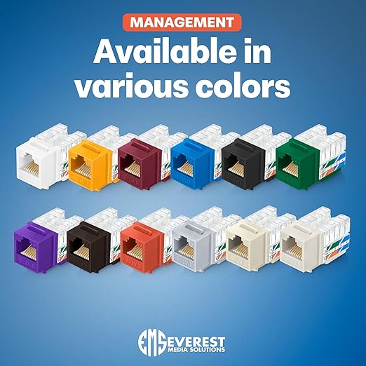 Everest 90° Angled RJ45 Cat6 Keystone Jacks 50-Pack in Ivory - Slim Profile Female RJ45 Connectors - Cat 6 Keystone Jack - Compatible with 90° Angled Speed Termination Tool - easyJACK (B094WB91H3)