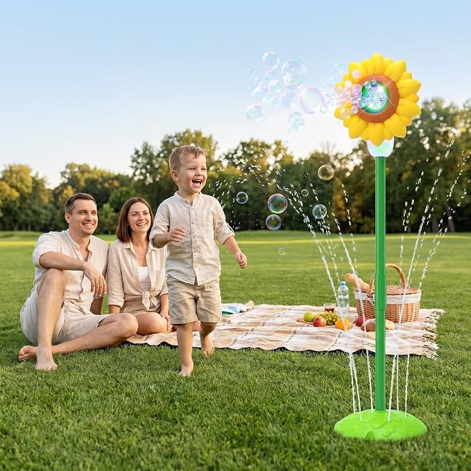 2-in-1 Water Sprinkler Toys for Aldult,Outdoor Garden Lawn Watering Toys with Water Tentacles,Attaches to Garden Hose,Summer Spray Water Fun Toys (Sunflower)