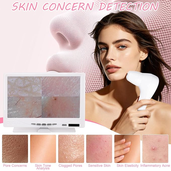 Beauty Star 7-Inch Scalp & Skin Analyzer with 50X/200X Dual Lenses, 4-Split View & 16GB Storage – HD Trichology Microscope Camera for Professional Salon, Head Spa, and Home Hair Follicle Health