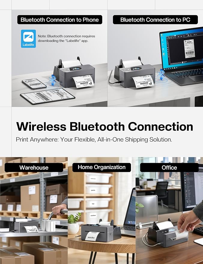 Phomemo 4x6 Shipping Label Printer with Touch Screen, Wireless Bluetooth Thermal Label Printer for Small Business & Packages, Compatible with Amazon Shopify Etsy UPS USPS