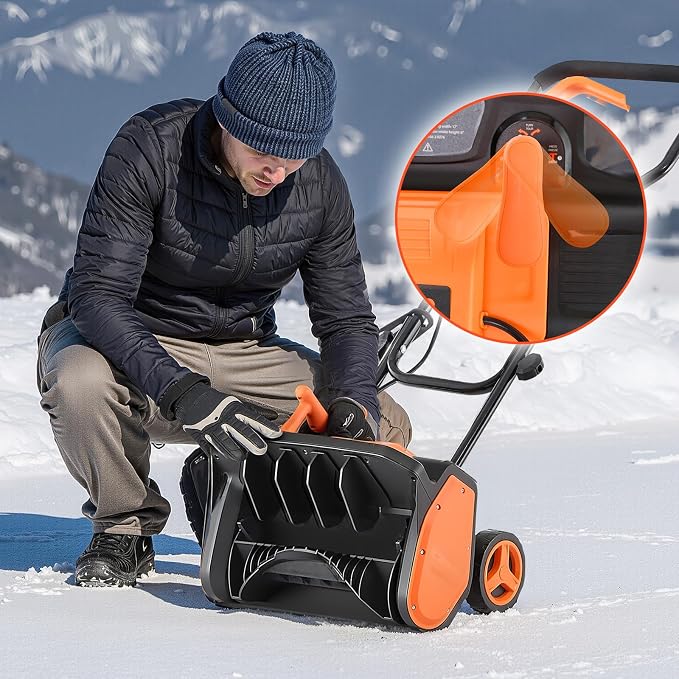 VEVOR Corded Electric Snow Shovel, 12A 17 inch Snow Shovel, 60° Adjustable Chute, 20 ft Throwing Distance, Snowthrower with Dual Safety Switch, Winter Ice Removal Tool for Driveway Sidewalk Patio
