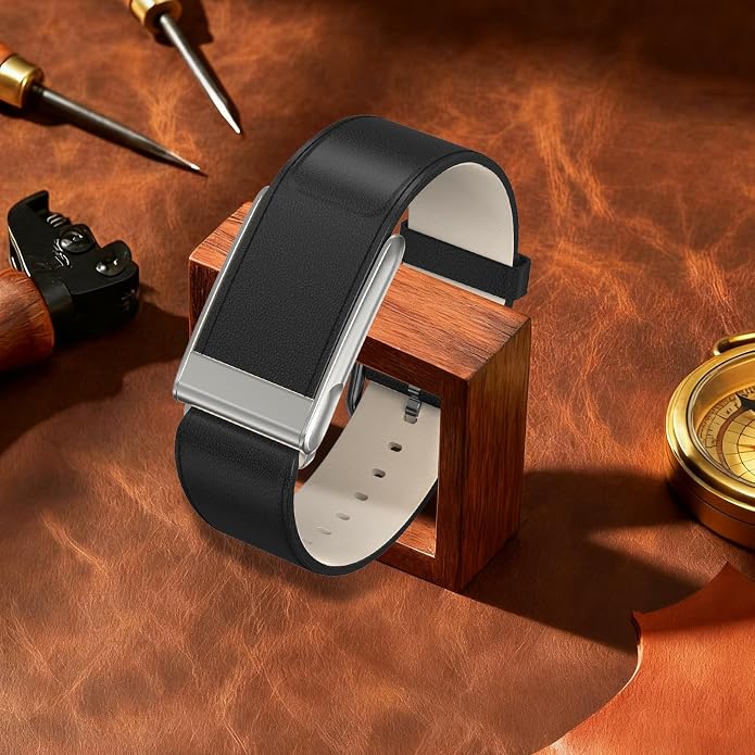 omee Leather Band Compatible with Whoop 5.0 Band Strap Men Women, Genuine Leather Rugged Durable Replacement Wristbands Straps for Whoop 5.0 Bands