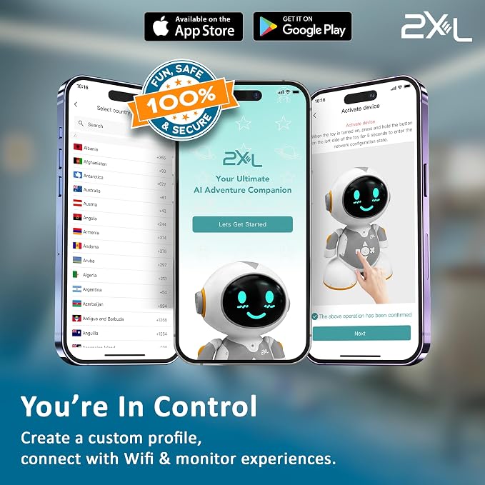 2XL Interactive Robot Toy for Kids – Smart Learning Games, Stories, Quizzes & 40+ Languages | Voice Interaction, Parental Controls & Safe AI Technology