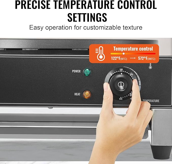 VEVOR Electric Crepe Maker, 16-Inch Commercial Crepe Machine, 1700W Flat Plate Crepe Griddle, Nonstick Stainless Steel Pancake Making Machine, Desktop Circular Cereals Pancake Stove with Temp Control