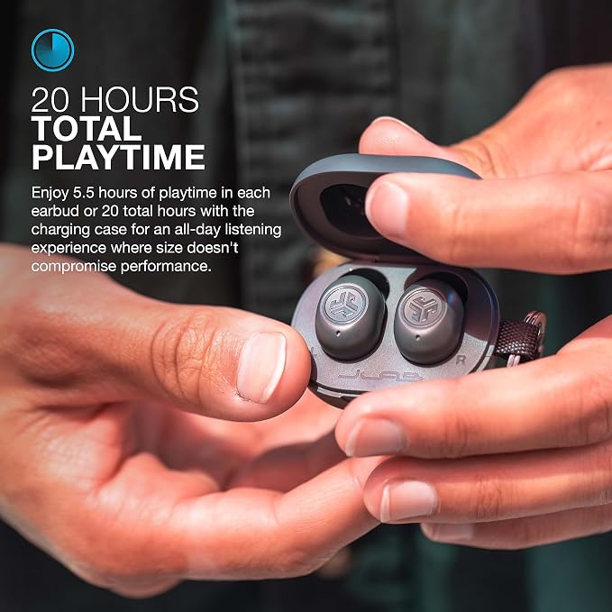 JLab JBuds Lux ANC Over Ear Headphones Bundle with JBuds Mini True Wireless Earbuds, Active Noise Cancelling, Bluetooth multipoint, Sage