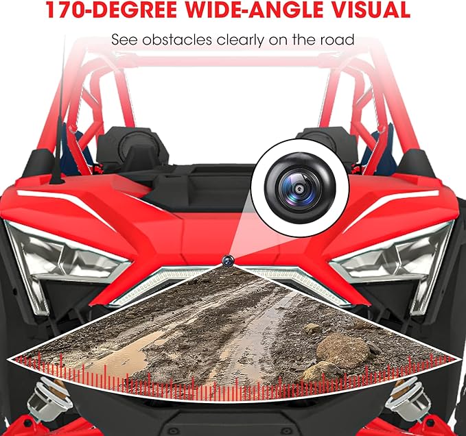 720P HD 170° Wide Angle Front Camera Kit for Polaris RZR PRO XP Turbo 1000 900 PRO R, Plug and Play Waterproof Camera for 7" Ride Command Screen Accessories