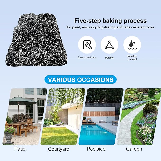 STUDIOFINIX 6.5 Inches Bluetooth Rock Speakers Outdoor Waterproof Patio, 400W Powerful Bass & All Weather, for Backyard,Garden Pool,BBQ, Porch,Patio(Pair)