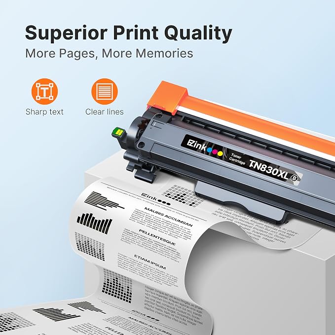 E-Z Ink Compatible TN830XL Toner Cartridge Replacement for Brother TN830XL TN830 TN 830 Toner Cartridges with Brother DCP-L2640DW HL-L2460DW HL-L2480DW HL-L2400D HL-L2405W Printer (4 x TN830XL Toner)