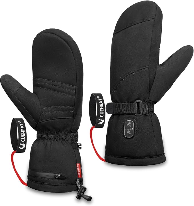 CUEHEAT Heated Gloves, Palm & Back Double Heating, Winter Outdoor Windproof Warm Thick Gloves, Battery-Powered Hand Warmer