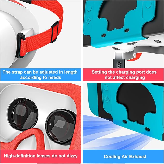 DEVASO Upgraded VR Headset for Nintendo Switch & Switch OLED Model, Switch Virtual Reality Glasses with Adjustable HD Lenses and Comfortable Head Strap, Labo VR Kit Accessories, Cool Stuff for Boys