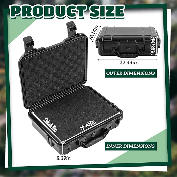 Relaxweex 1 Pcs Waterproof Hard Case with DIY Customizable Foam Insert Portable Protective Case with Knife for Camera Drones Equipments Tools Test Instruments(Black,22.4 x 16.1 x 10.2 Inch)