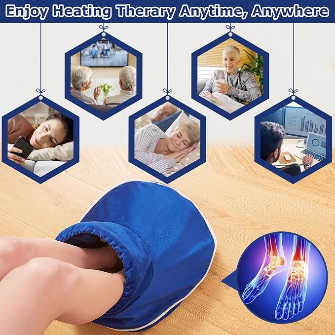 CAMECO Heated Feet Warmers for Women and Men, Electric Foot Heating Pad for Feet Neuropathy Pain Relief, Detachable Cover, Ankle Heating Pad Wrap for Achilles tendonitis, Auto Off Timer, 86-158℉
