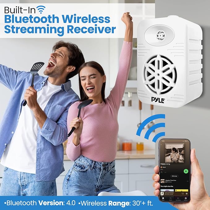 PyleUsa Bluetooth Indoor Outdoor Speakers Pair - 500 Watt Dual Waterproof 5.25” 2-Way Full Range Speaker System w/ 1/2” High Compliance Polymer Tweeter - Home, Boat,Deck, Patio, Poolside - PDWRBT56WT