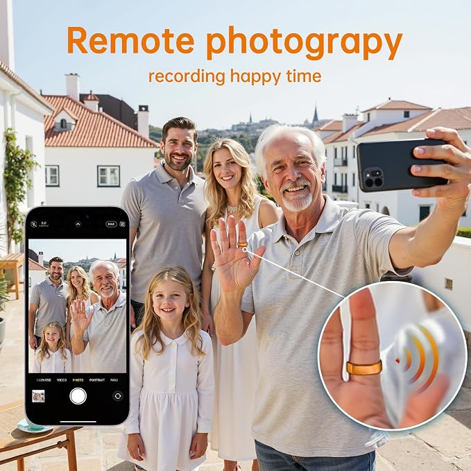 Smart Ring for Women & Men, Health Tracker Ring with Heart Rate, Blood Oxygen,Blood Pressure, IP68 Waterproof Fitness Ring, Sleep Tracker for iPhone and Android, No APP Fee (Orange, 6#)