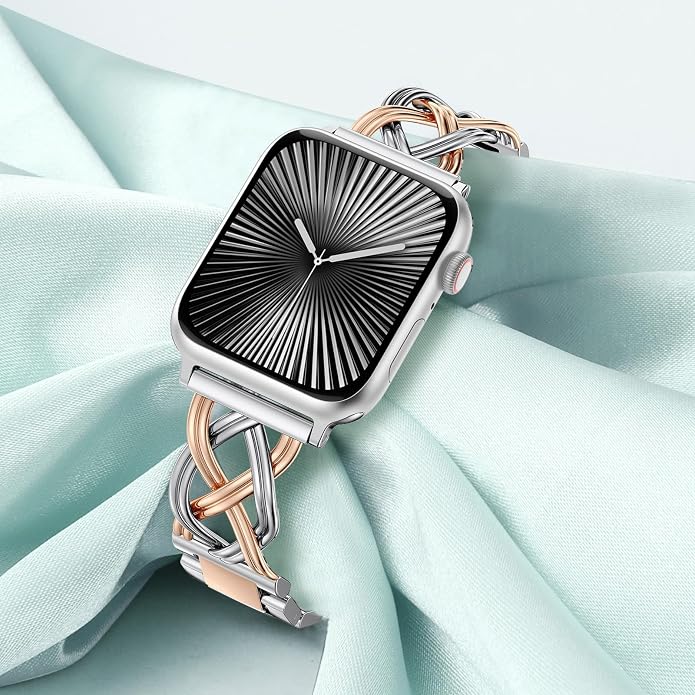 TOYOUTHS Dressy Bracelet Compatible with Apple Watch Bands 38/40/41/42/44/45/46/49mm Women, Celtic Stainless Steel Metal Fancy Nice Pretty Strap for iWatch Series 11 10 9 8 7 6 5 4 Ultra/SE 3 2 1
