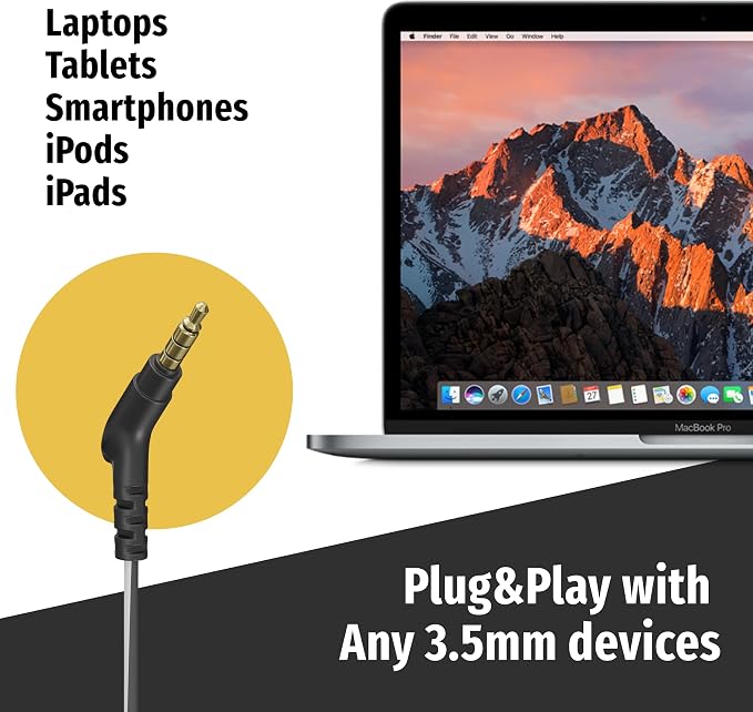 Symphonized Wired Earbuds 3.5mm Jack – Wooden Earphones with Mic & Volume Control, Plug In Ear Headphones Wire, Corded Ear Buds Wired Earbuds with Microphone for Computer, Laptop & Phone with Aux Cord