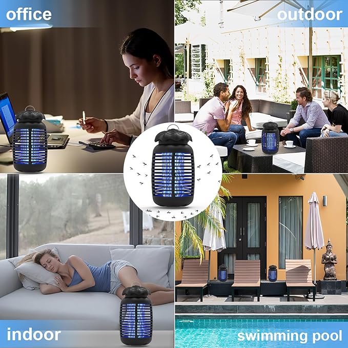 Bug Zapper Outdoor, Mosquito Zapper Electric, Insect Fly Traps Indoor Instant Killing Grid Plug in, 100-120V, Bug Mosquito Killer with 15W Bulb for Patio Garden Backyard Home
