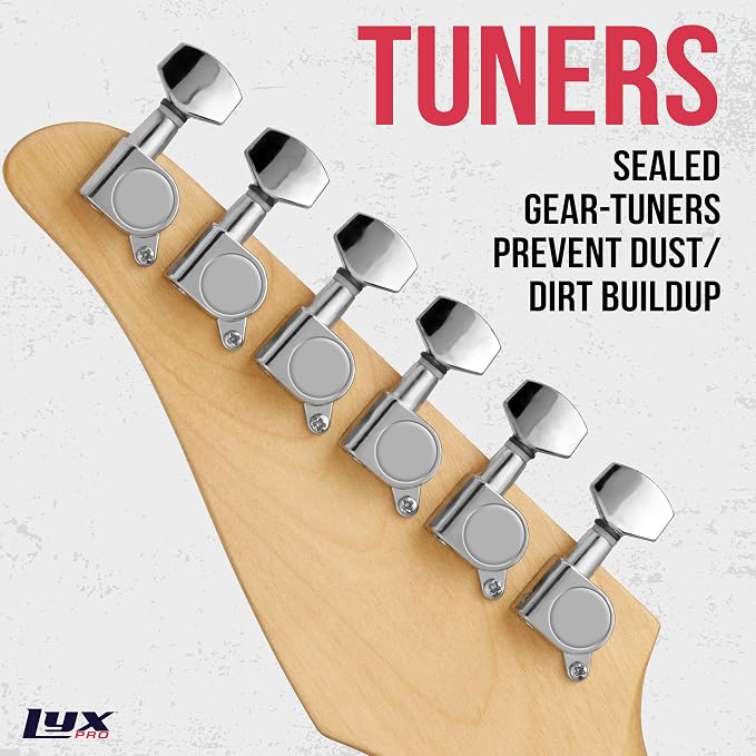 LyxPro 30” Electric Guitar TL Series, Full-Size Paulownia Wood Body, 3-Ply Pickguard, C-Shape Neck, Ashtray Bridge, Quality Gear Tuners, 3-Way Switch & Volume/Tone Controls, 2 Picks Included, Sunburst