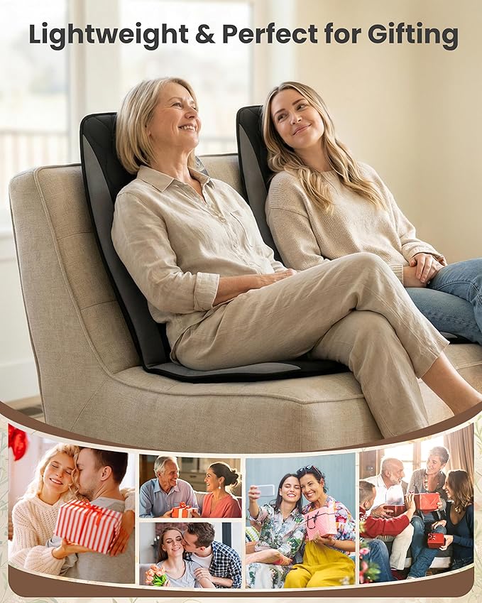 CILI Vibration Massage Chair Pad, Quiet Back Massager for Office Chair, Sofa & Recliner, Independent Graphene Heat & Massage Control, 15-30 Min Timer for Back Pain Relief (Vibration Only)