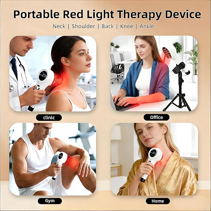 Handheld Red Light Therapy Devices, Portable Near Infrared Light Therapy for Face & Body, Wireless Red Light Therapy Wand for Pain Relief Joint, Muscle Pain for Dogs & Cats（650nm + 808 nm）