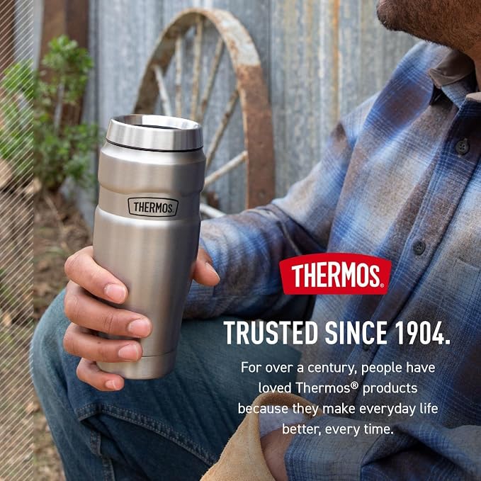 THERMOS Stainless King Vacuum-Insulated Stainless Steel Tumbler - 16oz, Matte Teal - Insulated Coffee Tumbler for Hot & Cold Drinks - Leak-Proof & Sweat-Proof for Commuting & Traveling